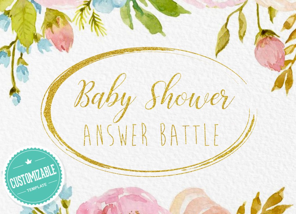 Baby Shower Answer Battle Water Color Flowers Theme Powerpoint Main