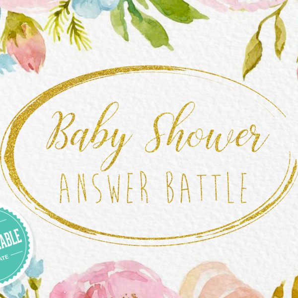 Baby Shower Answer Battle – Water Color Flowers Theme