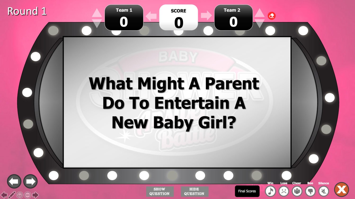 Pink Baby Shower Answer Battle Girl Themed PowerPoint Game Template